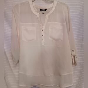 Express Ivory sheer blouse L